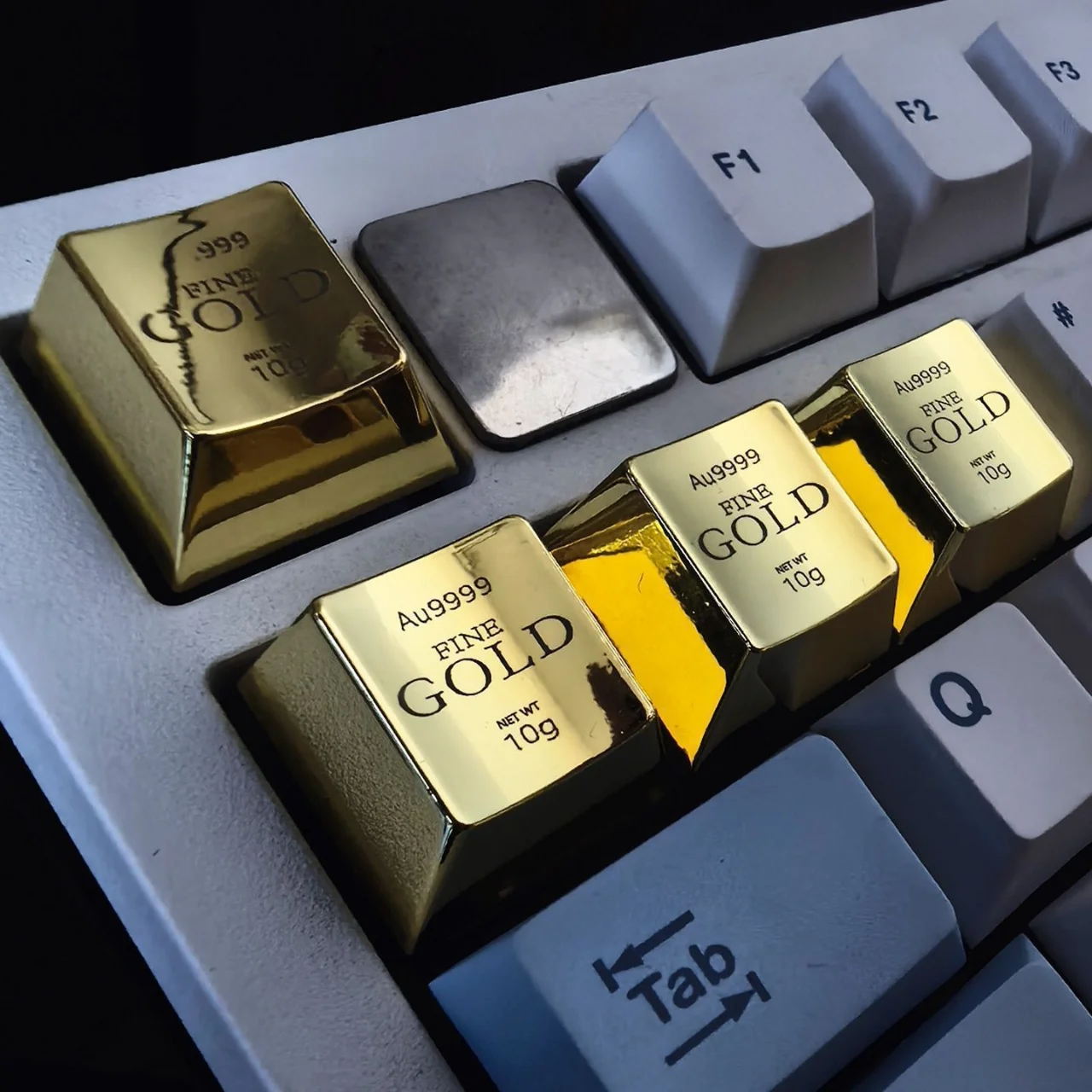 Gold Zinc Alloy Personalized Fortune Freedom Poker Enter Arrow Keys Keycaps for MX Mechanical Keyboards - view 4