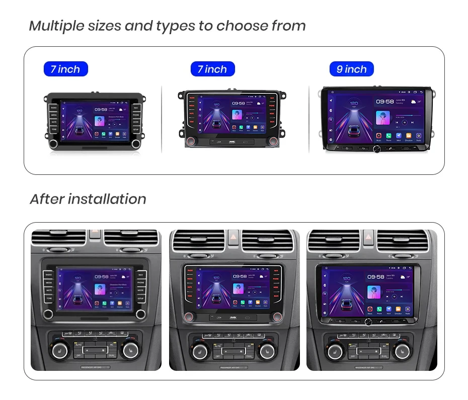 Junsun 7 9 10 Zoll Universal-Autoradio für Volkswagen VW Passat B6 B7 CC T5 Tiguan Touran Golf Polo Sedan Jetta Transporter Caddy Scirocco Skoda Octavia Yeti Superb Fabia Seat Altea Leon Toledo CarPlay Android Auto – Detail 5