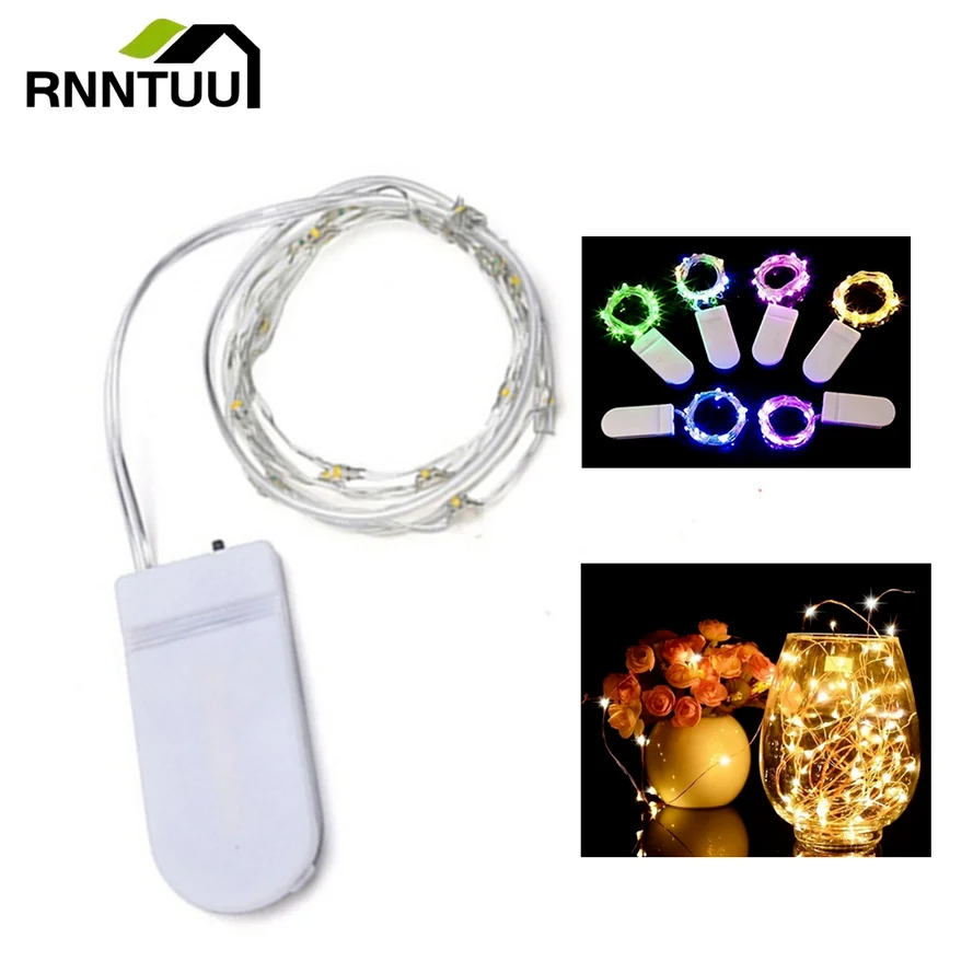 RnnTuu Led Kawat Tembaga Lampu Peri Bertenaga Baterai LED Tali Lampu Pesta Pernikahan Dalam Ruangan Natal Dekorasi Karangan Bunga Lampu