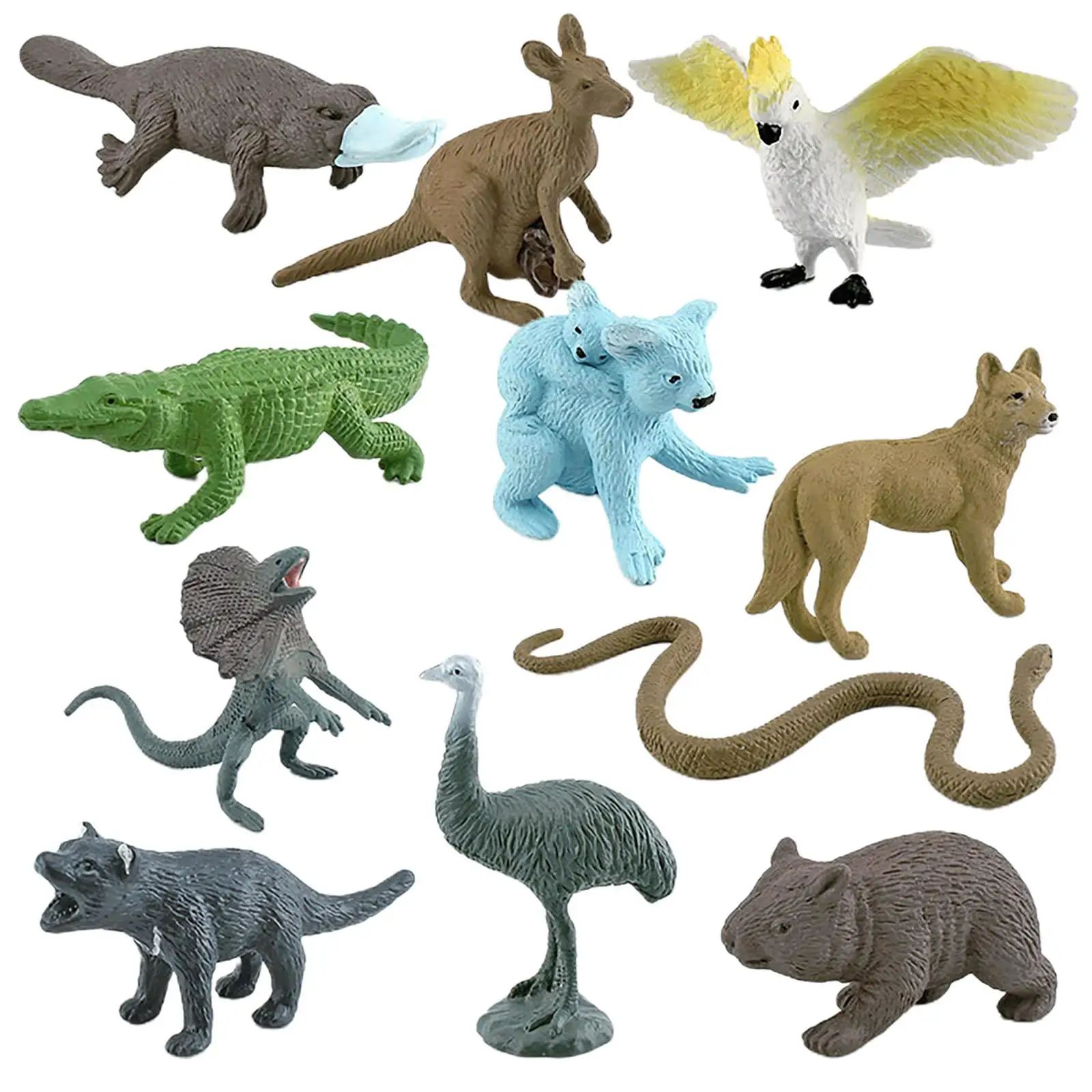 Animais Action Figure Model of Australian Animal, Decoração Desktop, 11 PCs