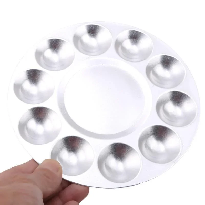 Practical Round Aluminium Mixing Palette Art Supplies Painting Tray Watercolor for School Tools