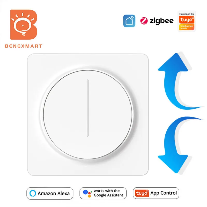 

Benexmart Tuya Zigbee WiFi Smart Dimmer Switch Brightness Adjustment with Neutral Interruptor Alexa Google Home Voice Control