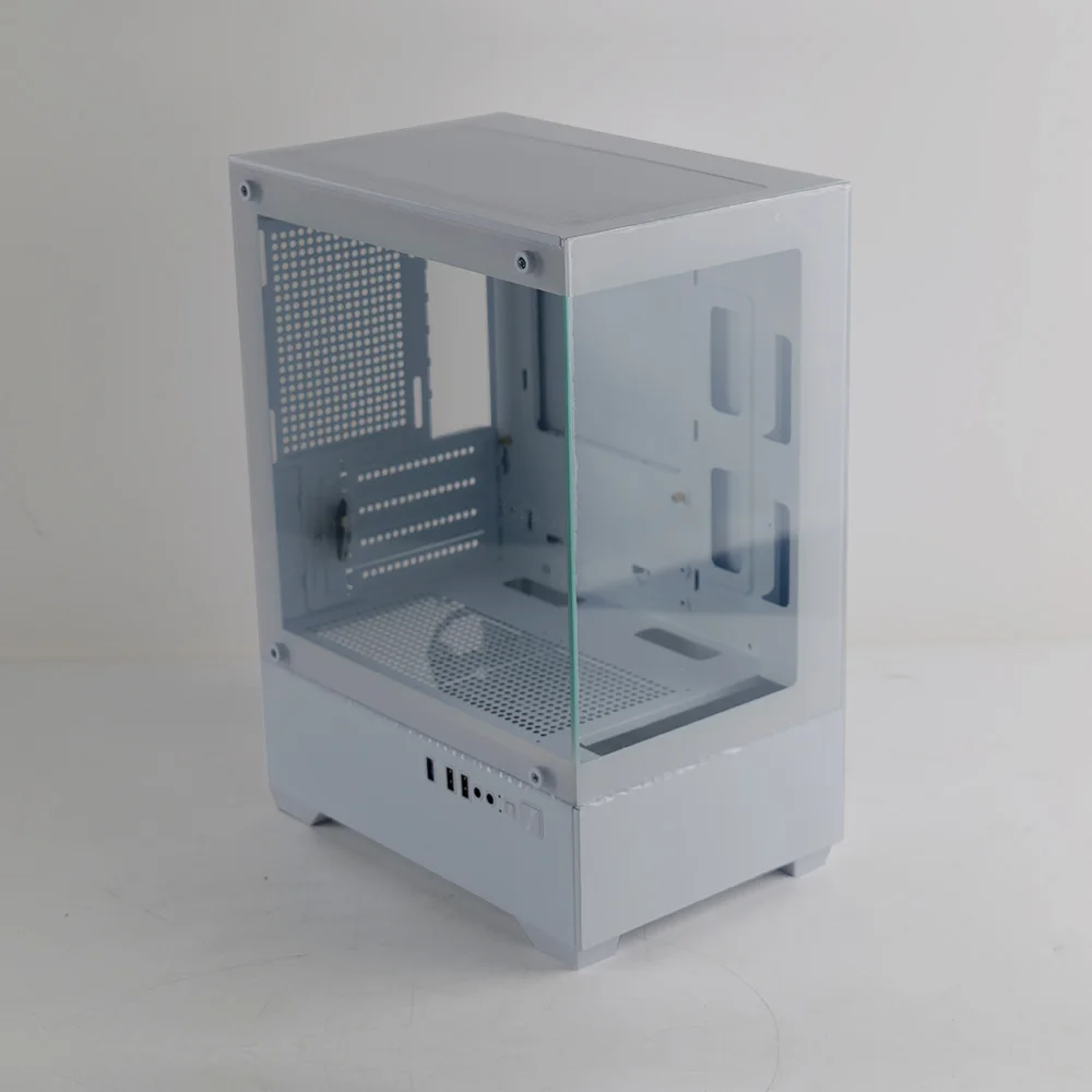 MANMU Casing Komputer Gaming & Menara Casing Pc Gaming Micro Atx Itx Casing Pc Kabinet Komputer-Putih/Hitam