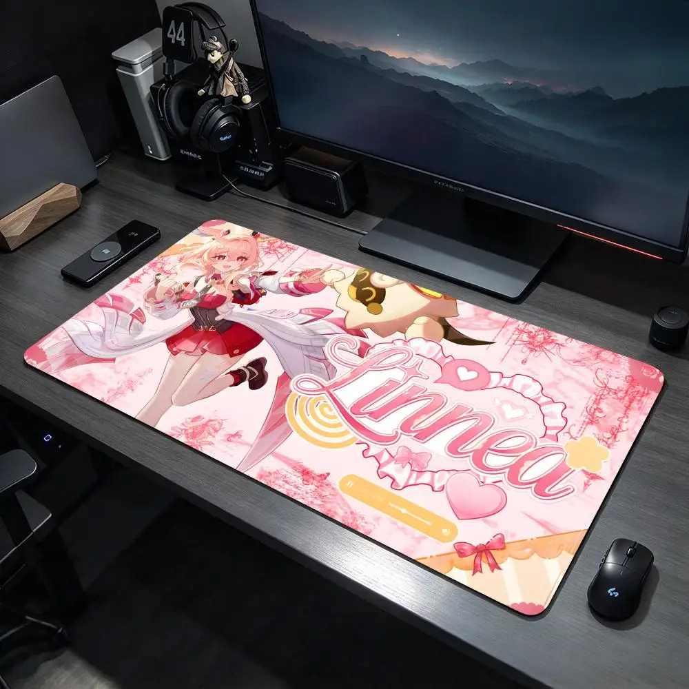 Soft Character L-Linnea Mouse Pad Large Gaming Mousepad Desk Mat Non Slip Bottom Featuring Stitched Edges