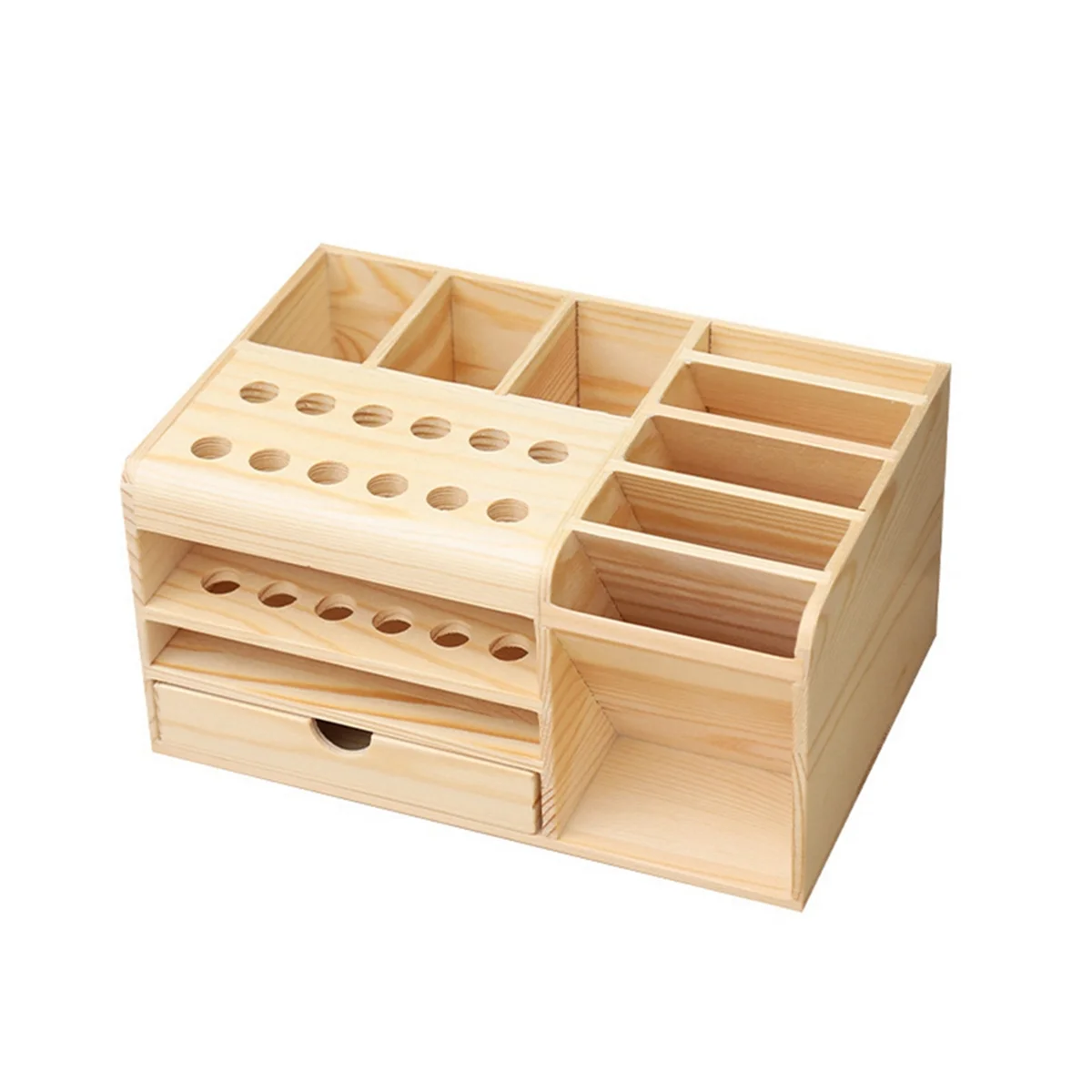 Multi-Compartment Storage Wooden Box is Suitable for Mobile Phone and Desktop Sundries Sorting and Storage Tools.