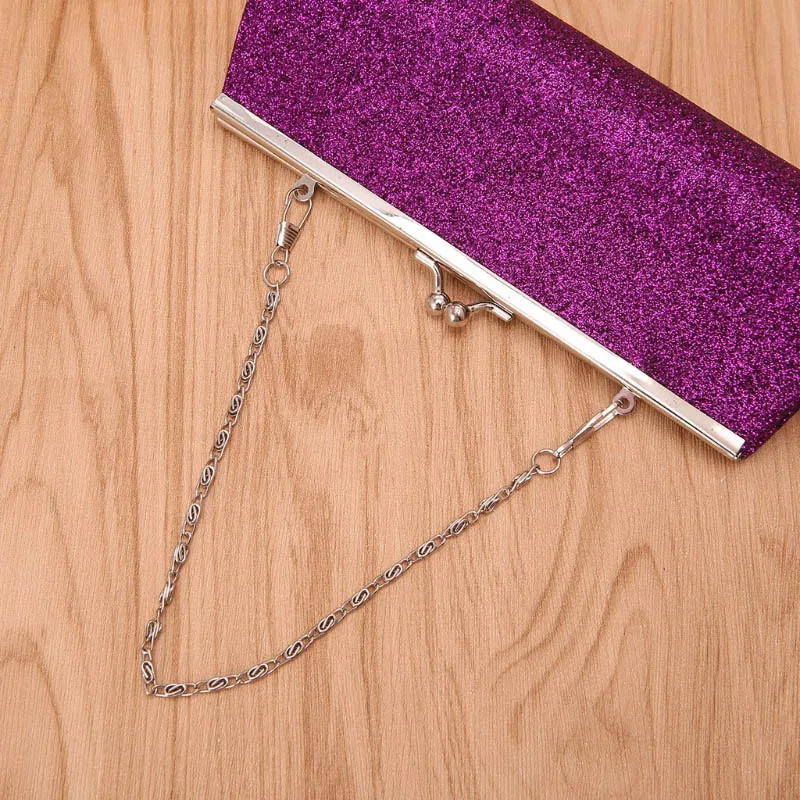 2X borsa a tracolla da donna con pochette glitterata da sera per feste di matrimonio (oro e viola)