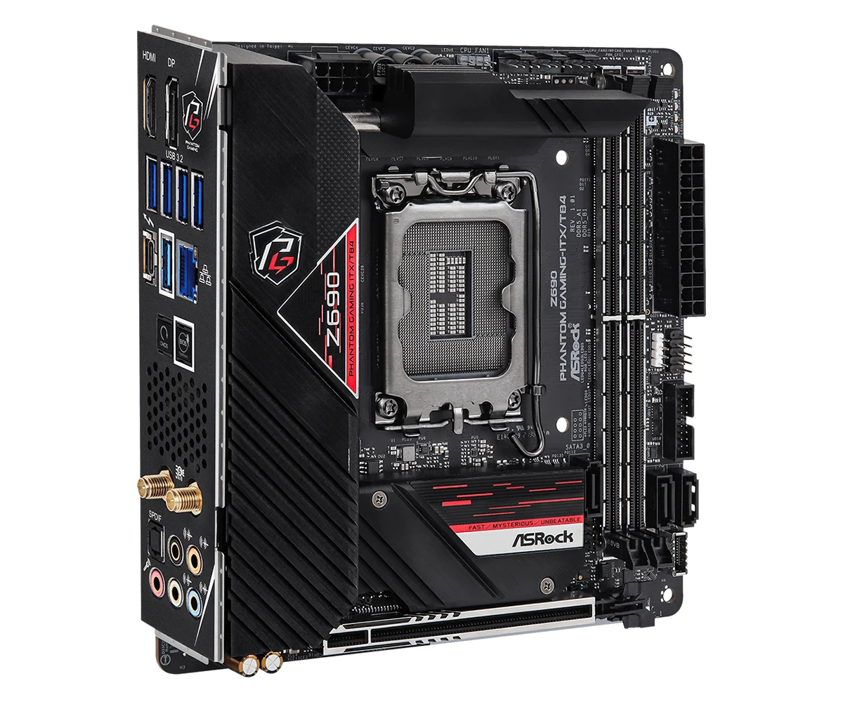 

Материнская плата ASROCK Z690 Phantom Gaming-ITX/TB4 Mini-ITX Intel Z690 GA 1700 DDR5 M.2 96GB с поддержкой Wi-Fi 6E, совместима с 14900, 14400, i5-14600