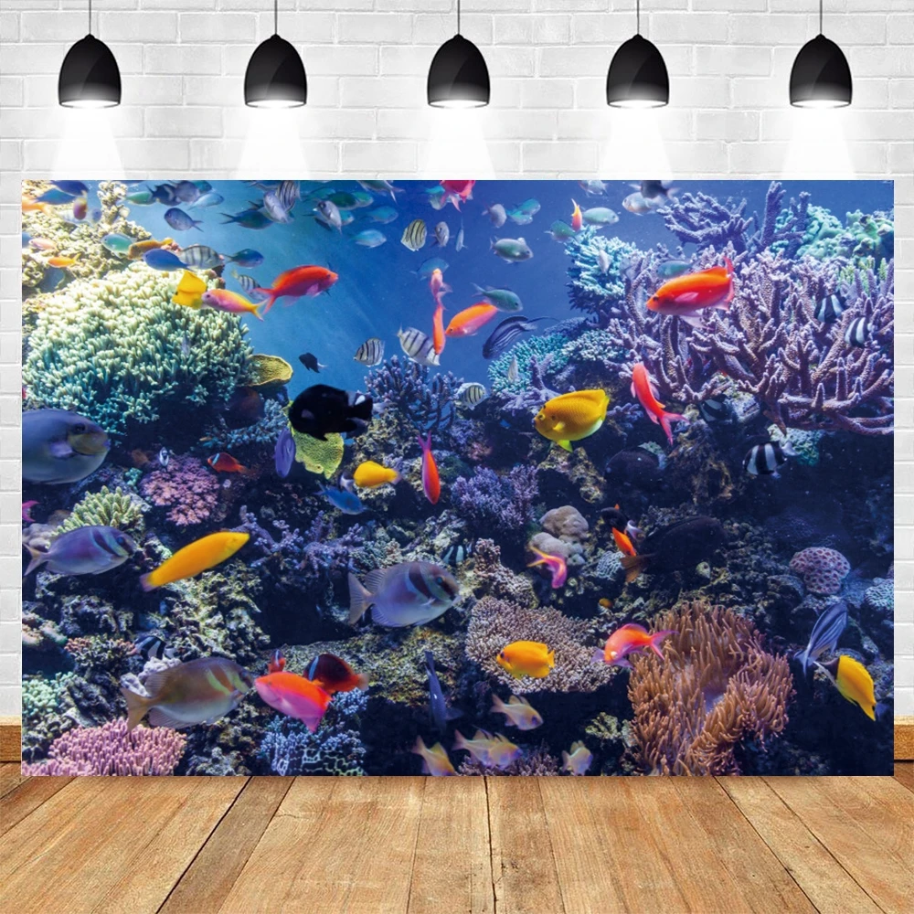 Baby 1st Birthday Bluey Photography Backdrop Undersea World Shark Newborn Baby Shower Photographic Background Photo Booth Studio