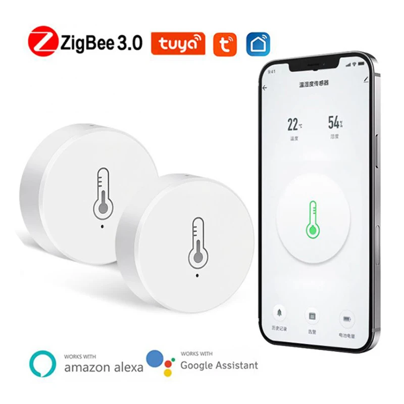 

2pcs Tuya Zigbee Temperature and Humidity Sensor APP Real Time Monitor Battery Powered Intelligent Linkage for Smart Home Secure