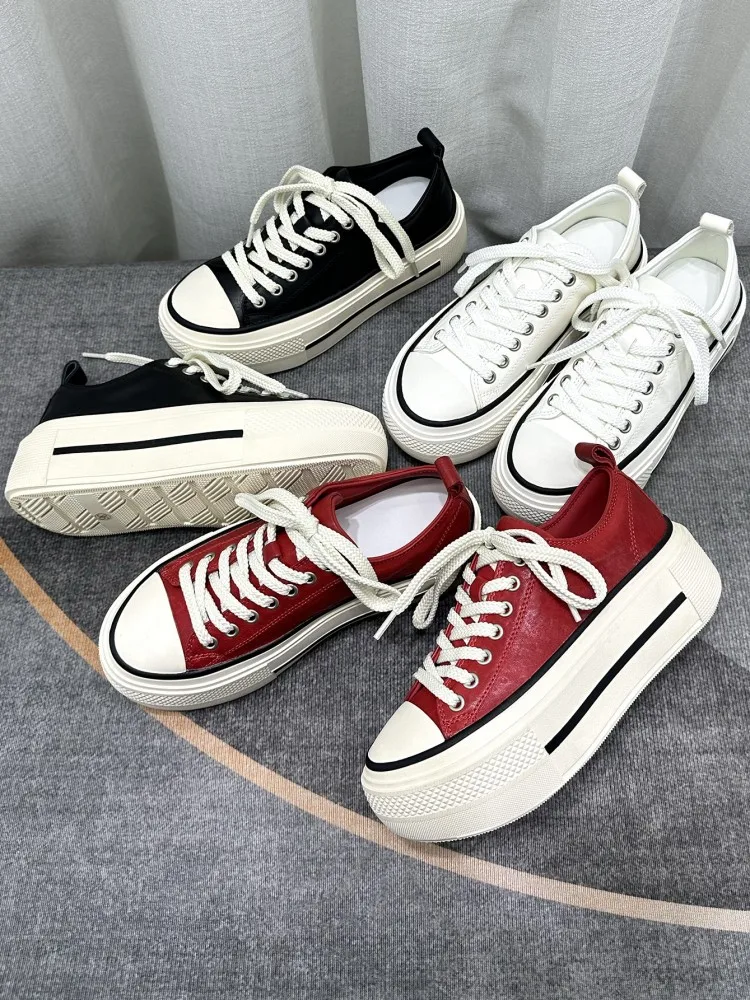 الترفيه نمط الإناث جلد البقر جولة تو الدانتيل متابعة مضخات بلون جلد طبيعي منصة الارتفاع زيادة أحذية عالية الكعب #6