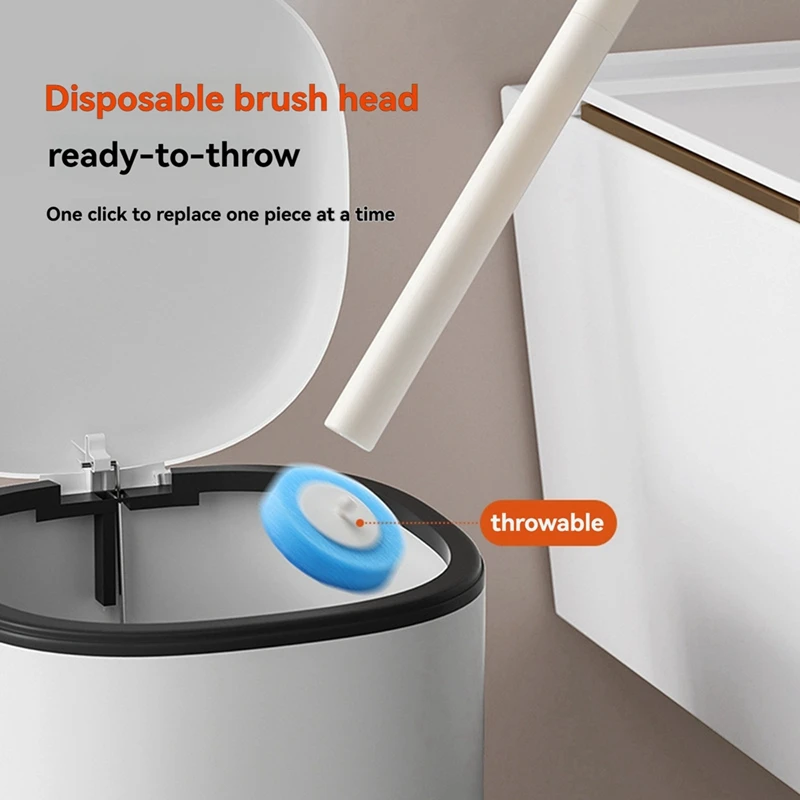 긴 손잡이가 있는 A96K-친환경 변기 브러시, 벽걸이형, 일회용 브러시 헤드, 욕실 WC 클리너 스크러버