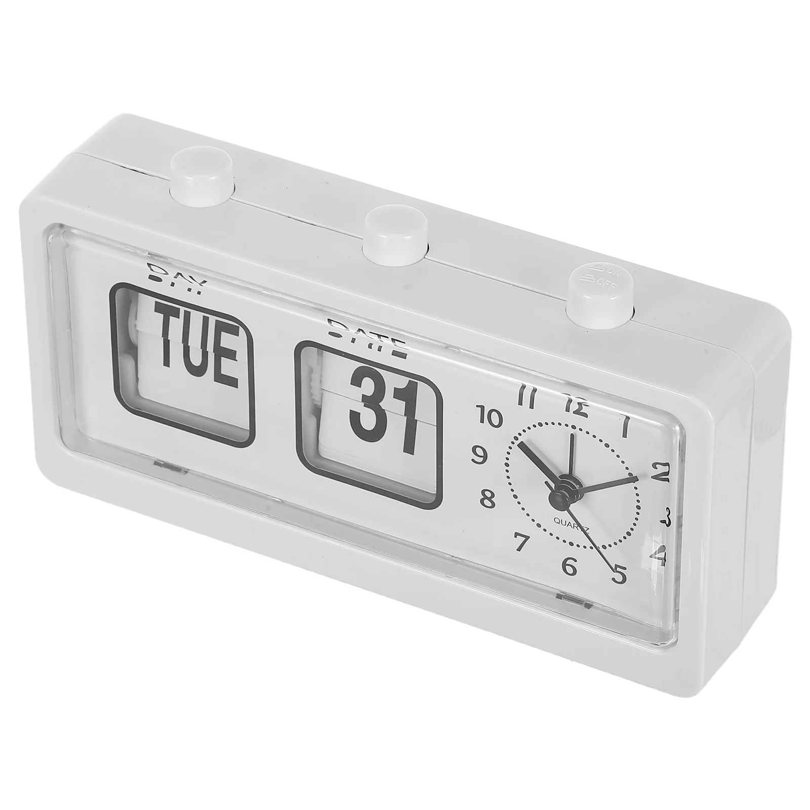 Manual Flip Clock Retro Page Turning Calendar Alarm For Office Desk Kids Study Room Day Date Display No Needed