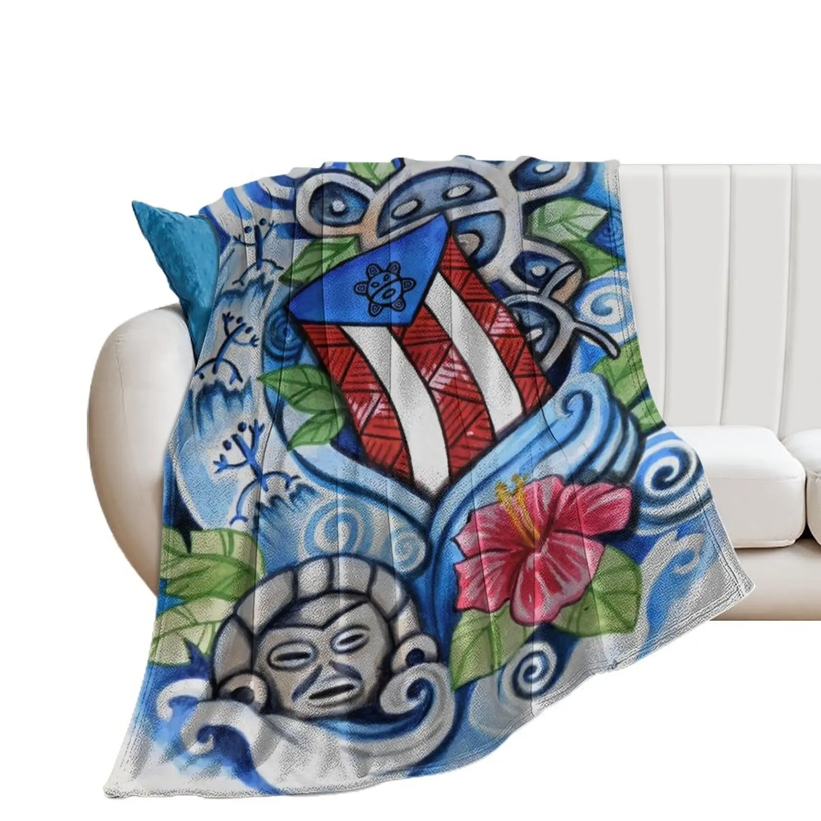 Taino Flag Throw Blanket heavy to sleep Plaid Multi-Purpose Decorative Throw Blankets