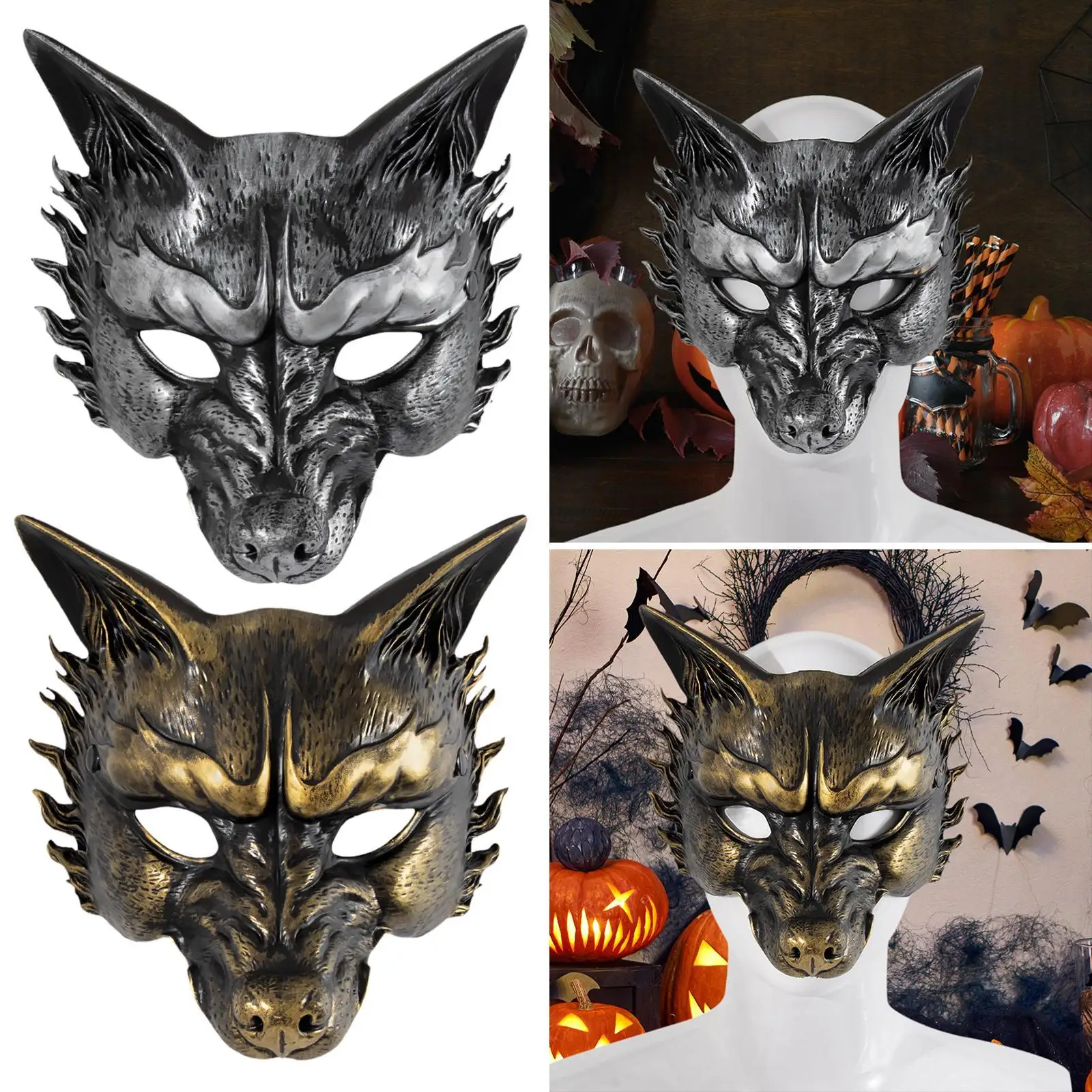 

Halloween Wolf Mask Cosplay Costume Adults Fancy Dress Full Face Mask for Role