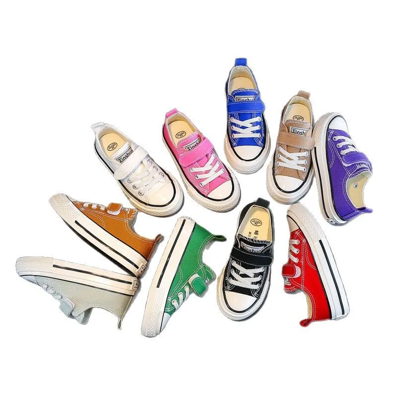 

Kids Canvas Sneakers With Strap Multiple Colors Children Casual Shoes Comfortable Breathable Flat Shoes for Boys & Girls