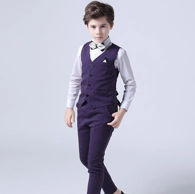 Boys Summer Wedding Suit Kids 1Year Birthday Vest Pants 2PCS Formal Suit Child Party Ceremony Costume Teenager Photography Suit