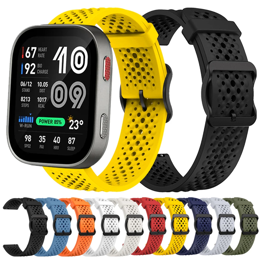 22mm Sport Breathable Silicone Band For AMAZFIT BALANCE 2 3 BIP Max 6 Cheetah 2 Ultra Strap Replace For Xiaomi Watch S5 Bracelet