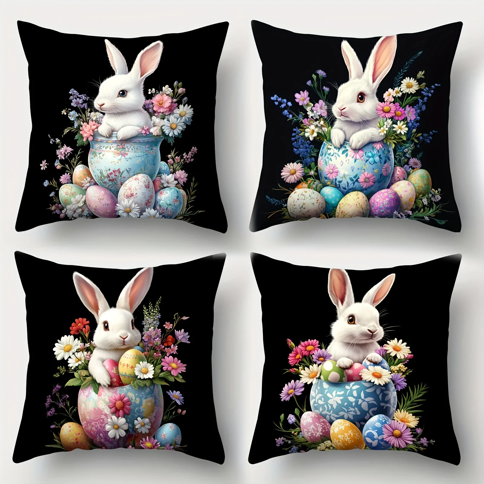 Pcs Easter Pillow Covers 45x45cm Double-sided Printed Bunny Chick Lamb Cushion Cases Spring Farmhouse Decor Throw Pillows No