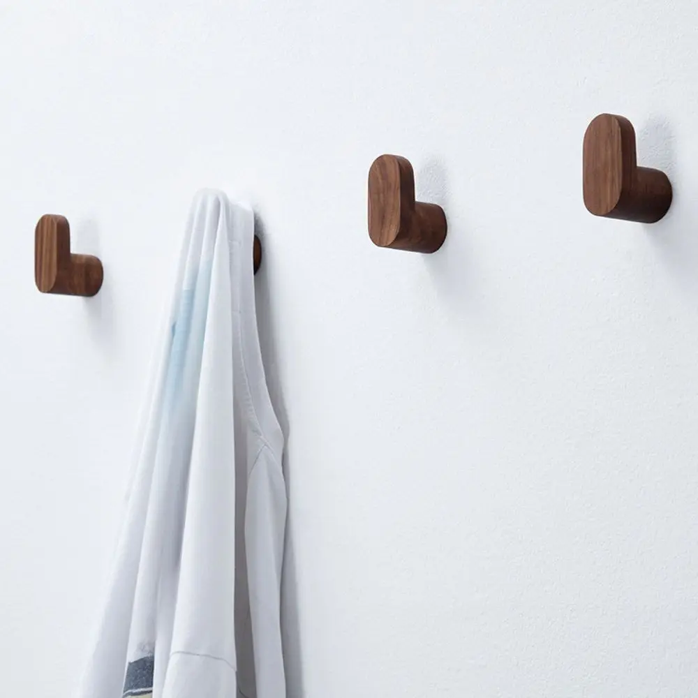 Modern Simple Wooden Decorative Hook Key Holder Door Hanger Wall-mounted Punch Robe Hook Coat Bag Rack Home Storage Organizer