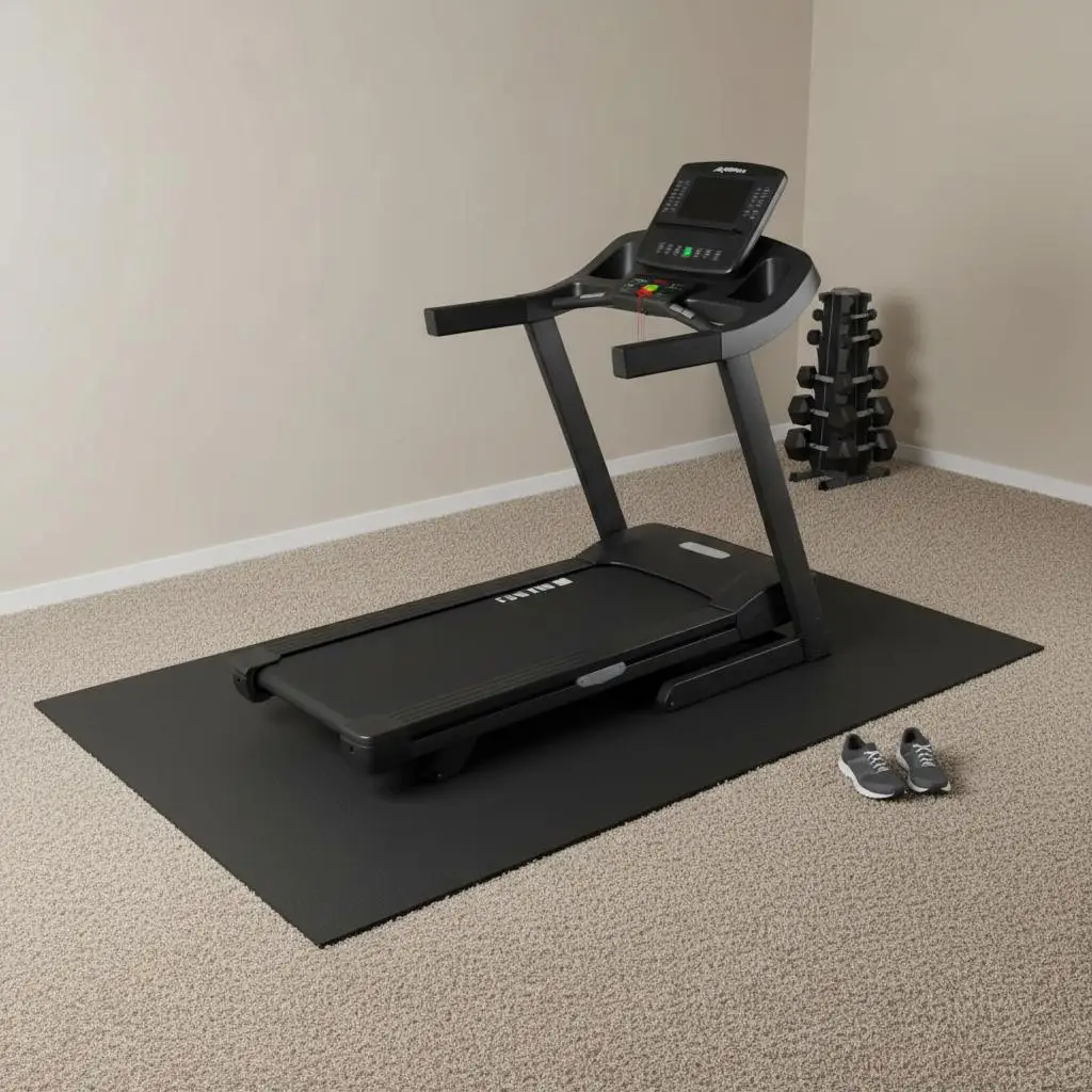 

Защитный коврик для беговой дорожки 36" x 78" x 1/4" для домашнего спортзала, фитнес-студии, тренировочной комнаты, из ПВХ высокой плотности, для защиты пола.