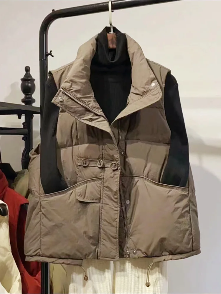 

Casual Loose Women's down Cotton Vest Svel Stand Collar Zipper Closure Printed Fabric Comfortable Commute Sle Faion