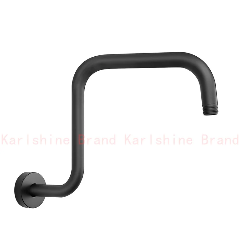 13 Inch Shower Arm Head Tube Stainless Steel Mattle Black&Chrome S Shape Showerhead High Rise Extension Pipe Bathroom Accessory image 4