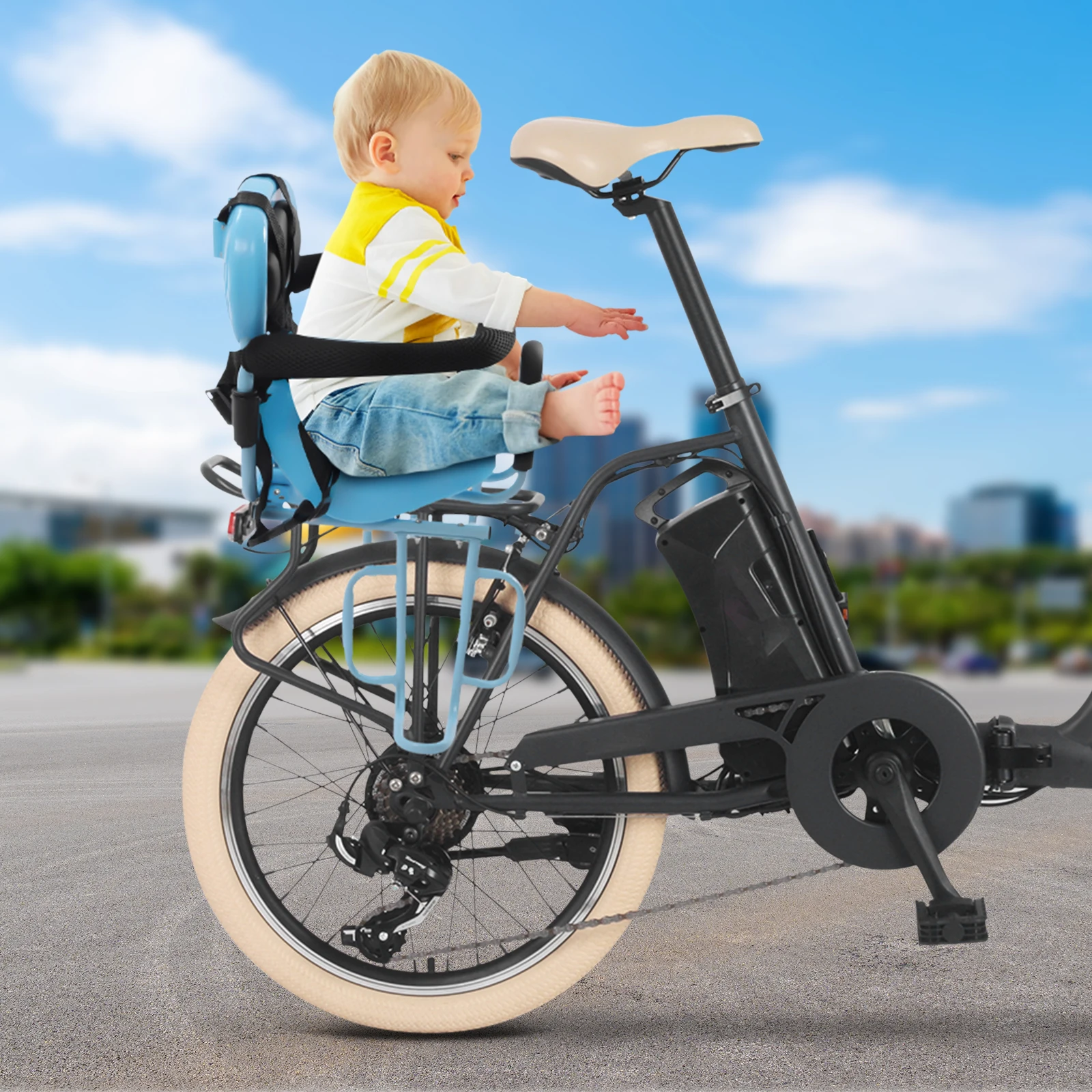 

Синее/красное заднее детское велосипедное сиденье с подушкой для сиденья, заднее детское велосипедное сиденье, подходит для детей 6 месяцев-6 лет