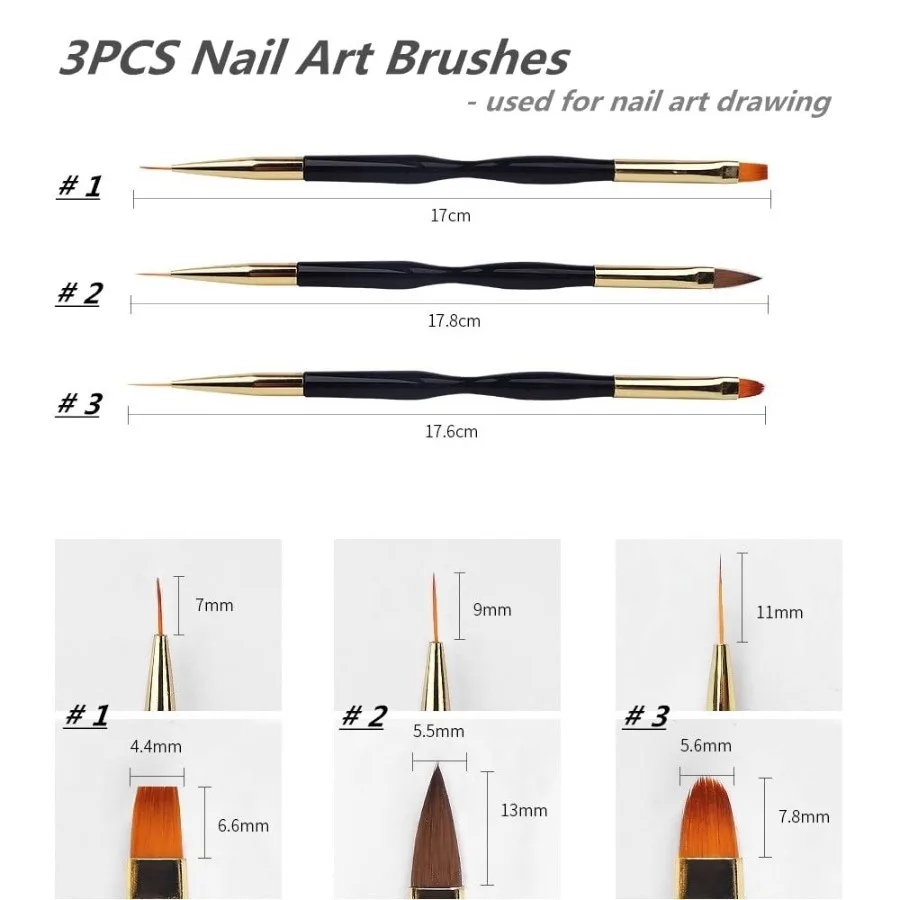 5PCS Dotting Pens with 3 PCS Nail Painting Brushes Double Ended Brush and Dotting Tool Kit Nail Art Design Tools