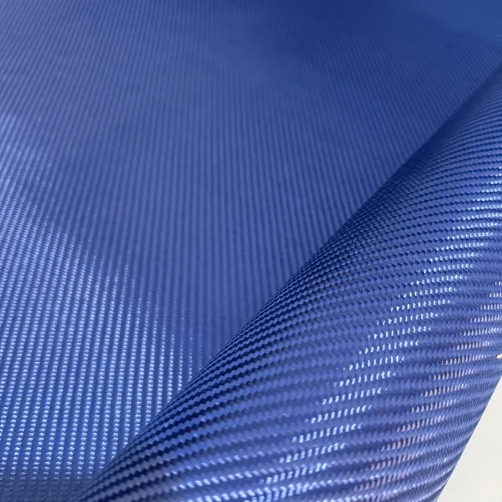 Blue Kevlar aramid fiber fabric 3K 1500D 230gsm 2x2 diagonal for tactical use