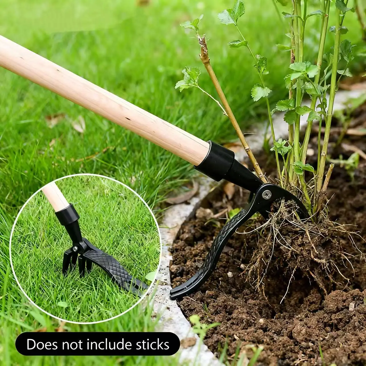 1pc Stand Up Weed Puller Tool 4 Claw Steel Head Root Remover Gardening Weeding Head Without Bending Lawn Yard Grass Shovel Tool