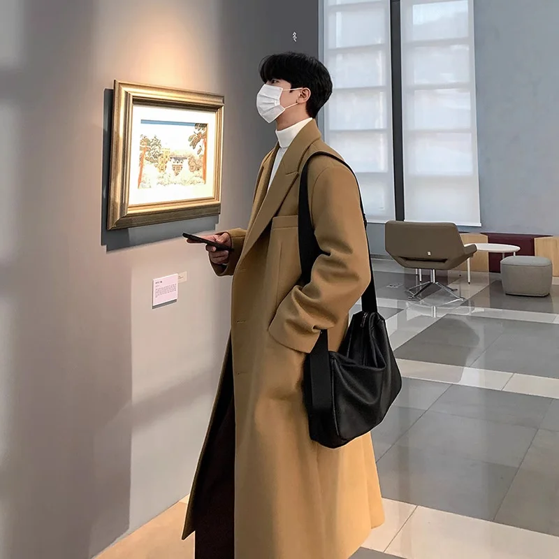 

Мужское зимнее пальто-тренч из хлопка и кашемира, двустороннее, мягкое, серое, для офиса, деловое, класса люкс, по акции