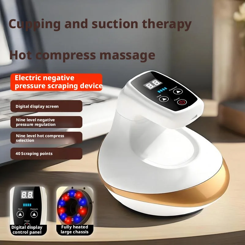 Home Electric Guasha Scraping Massage Cupping Body Massager Vacuum Cans Suction Cup Heating Fat Burner Anti-cellulite Massager