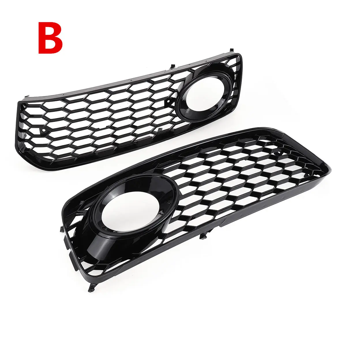 Black/Chrome Silver 1Pair Car Fog Light Lamp Cover Honeycomb Mesh Hex Front Grille Grill For Audi A5 S-Line/S5 B8 RS5 2008-2012