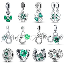 Moda 925 srebro szczęście czterolistna koniczyna seria Charms koraliki Fit oryginalna bransoletka Qikaola piękna DIY biżuteria urodzinowa