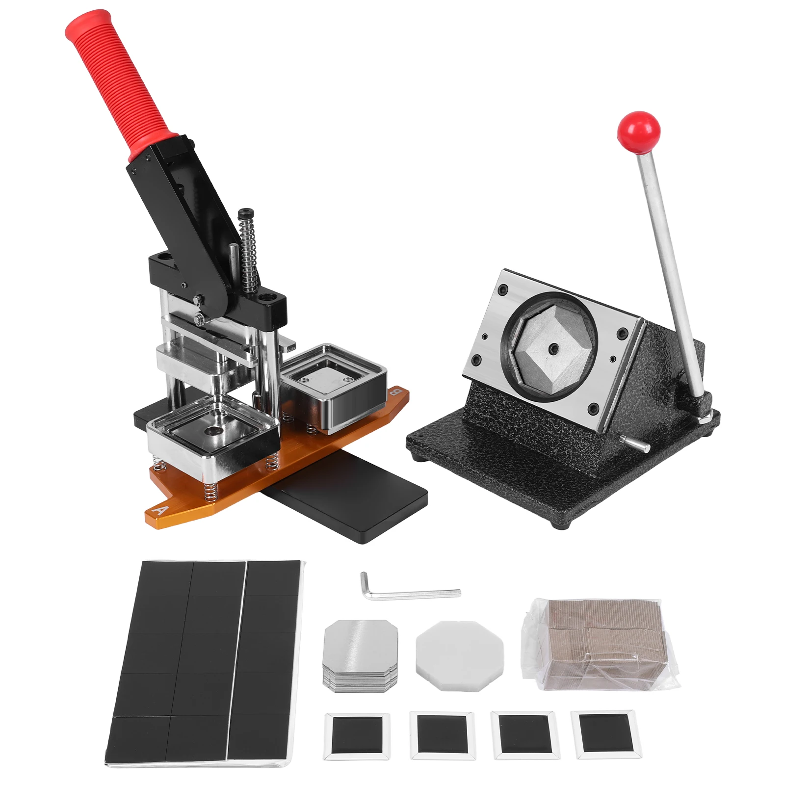 

50mm Square Photo Magnet Maker Machine with 100 Sets Materials Magnet Button Maker Press Machine for Crafting Home Use Business