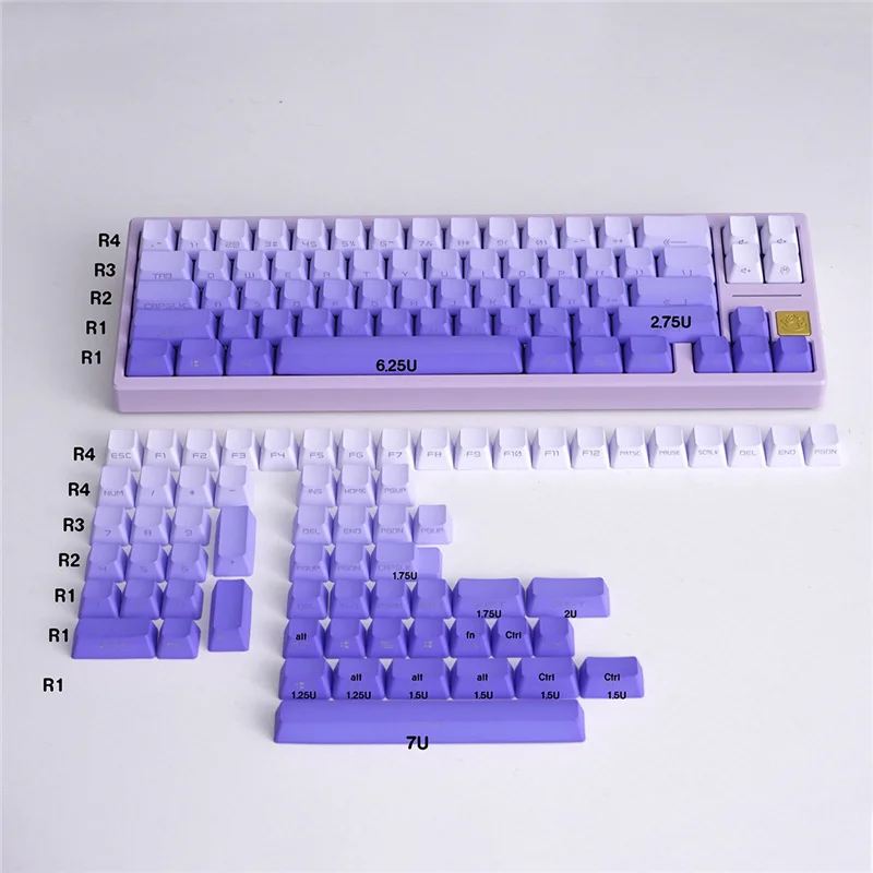 doubleshot keycaps para teclado mecanico transmissao de luz lateral pbt cherry profile dip dyeing gradiente high character 01