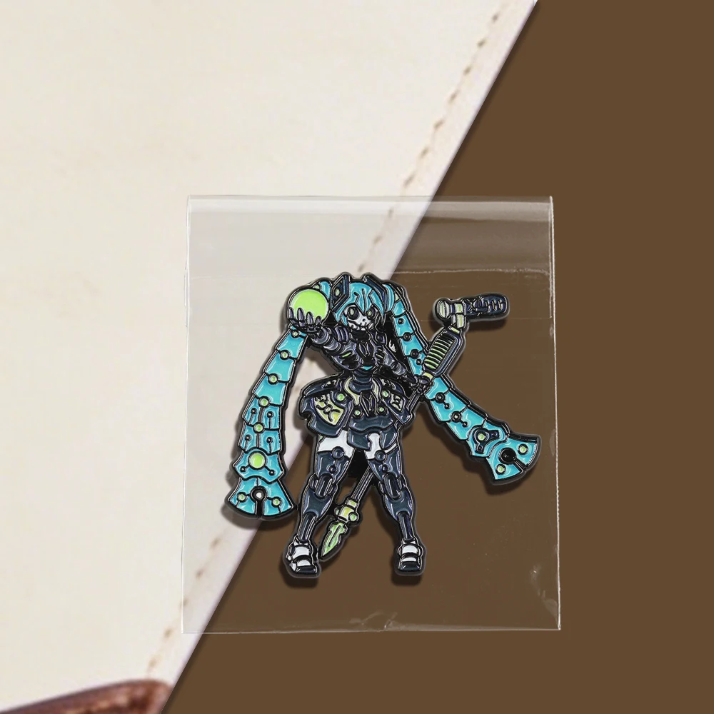 Virtuelle Vocaloid-Figur und Necrons-Fusion Mechanische Ästhetik Brosche Gotischer Doppelschwanz-Idol Anstecknadel Rucksack Hut Accessoire – Detail 13