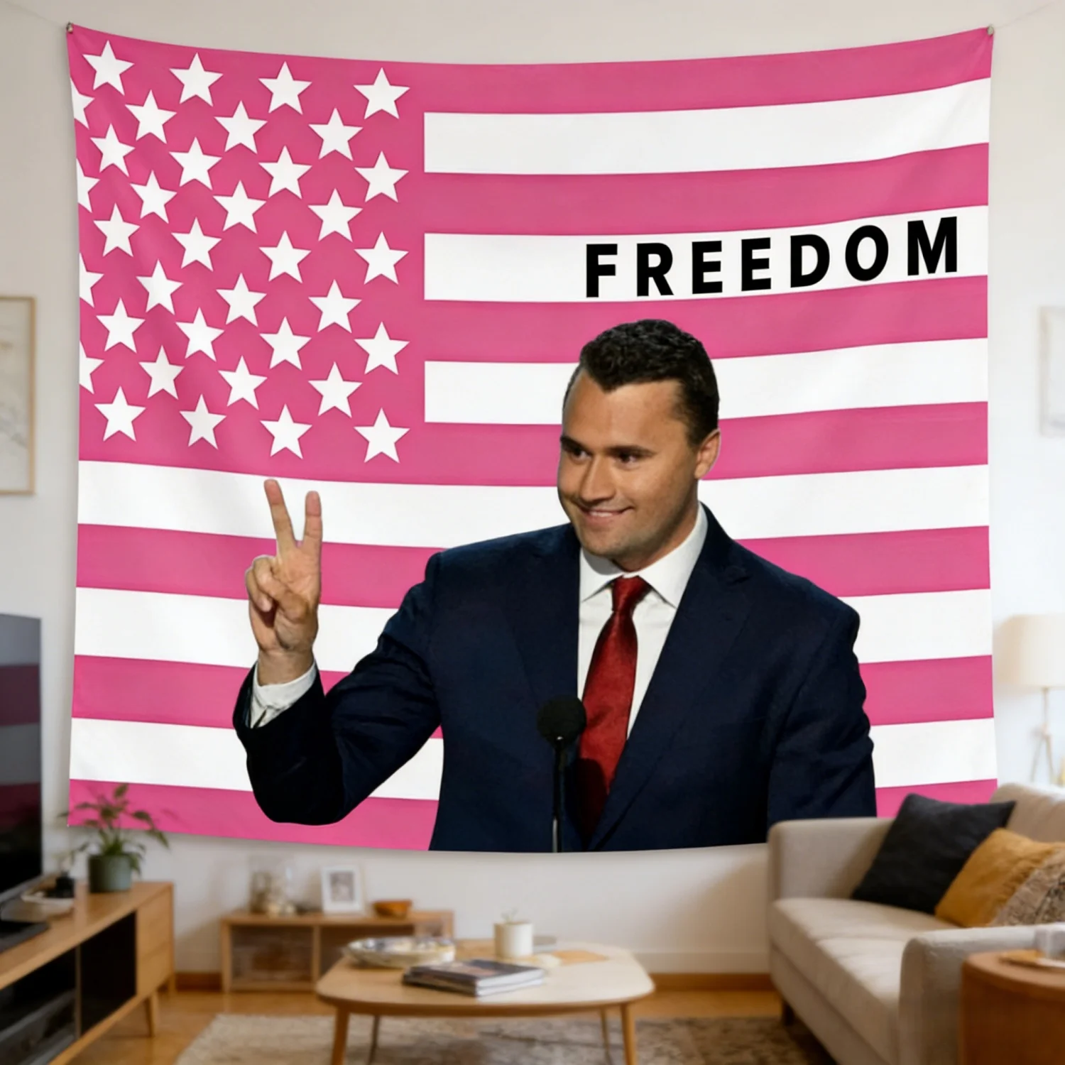 Charlie Kirk Flag Design Tapestry Multi Size Flat Print for Living Room Bedroom Wall Decor Personalized Room Decor