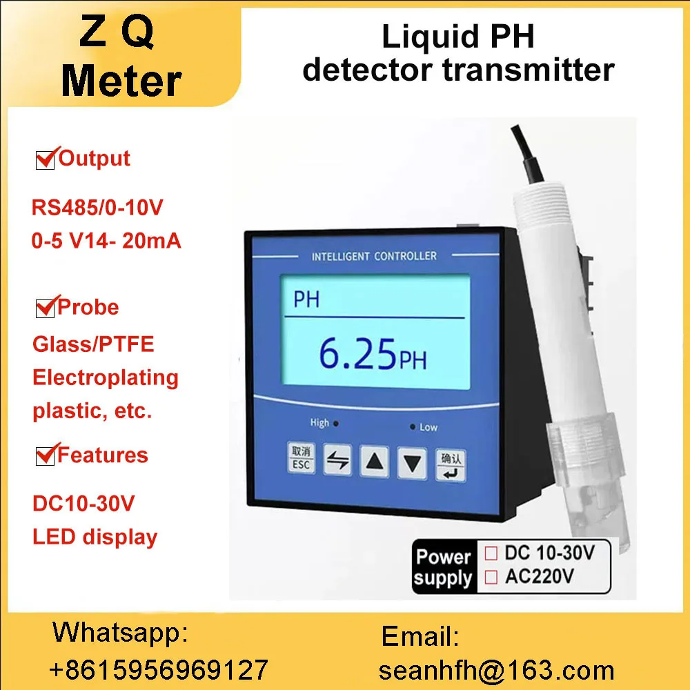 

Online pH meter industrial controller detector sewage orp water quality electrode probe pH value Sensor Tester signal output