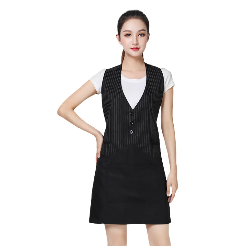 

Fashion Apron Beauty Salon Beautician Hairdressing Work Clothes Hair Salon Hairdresser Uniforms Stripe Hotel Waiter's Smock