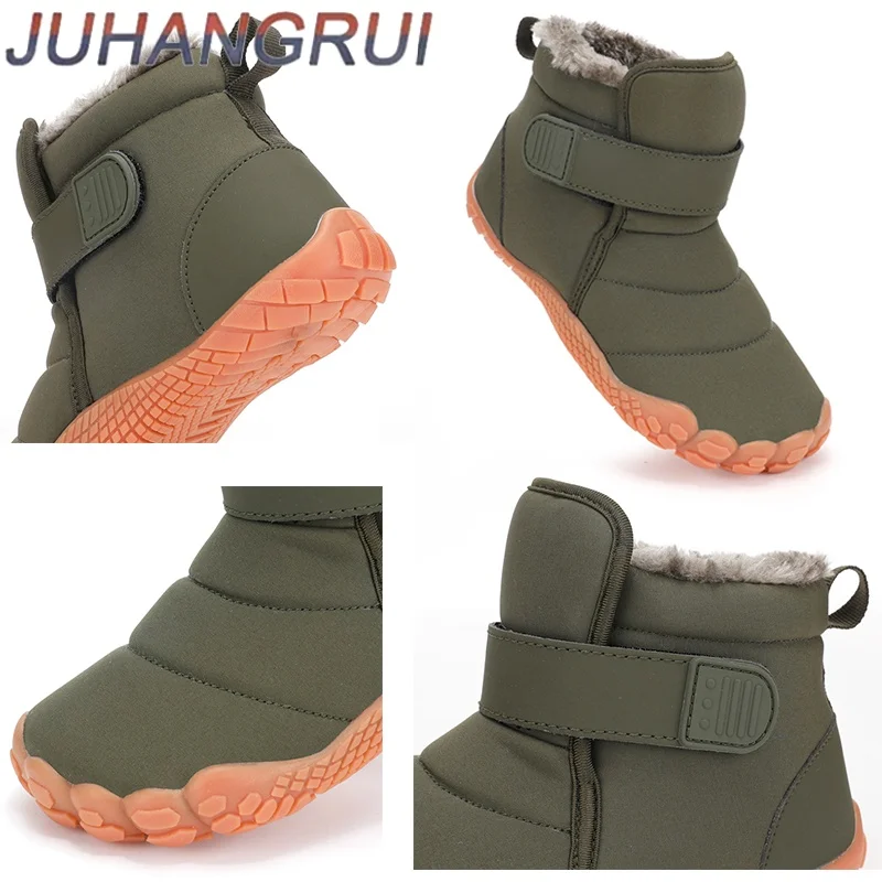 Kids Snow Boots Outdoor Anti-slip Waterproof Soft Plush Winter Short Boots Boys Warm Plush Boots Girls Soft Fur Winter Warm Boot