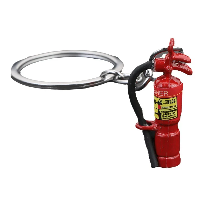 Creative Alloy Jewelry Keychain Mini Fire Extinguisher 3D Sticker Funny Car Key Pendant Novelty Hang