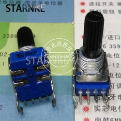 2PCS RK11 Type B50K Ohm With Midpoint Single Vertical 4 Pin B503 Flower Shaft Length 20MM Audio Amplifier Volume Potentiometer