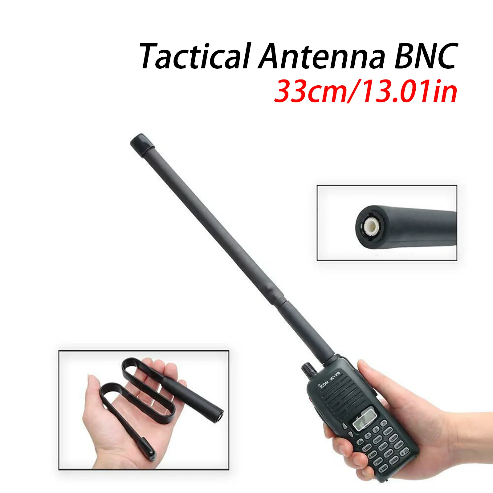 33cm 136-174/245Mhz Foldable CS Tactical Antenna BNC VHF For ICOM IC-V8 V80 V82 and Kenwood TK100 Walkie Talkie - Boost Signal