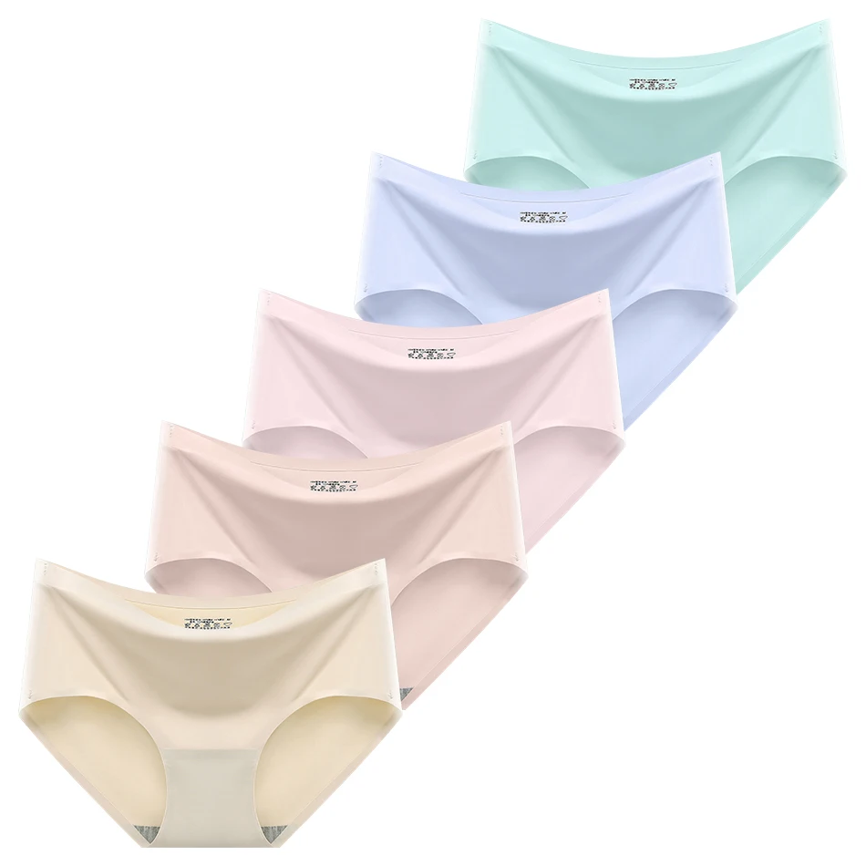

High-End Women Ice Silk Comfortable Traceless Underwear with Mid Waist Design and Breathable Triangle Panties for Luxurious Feel