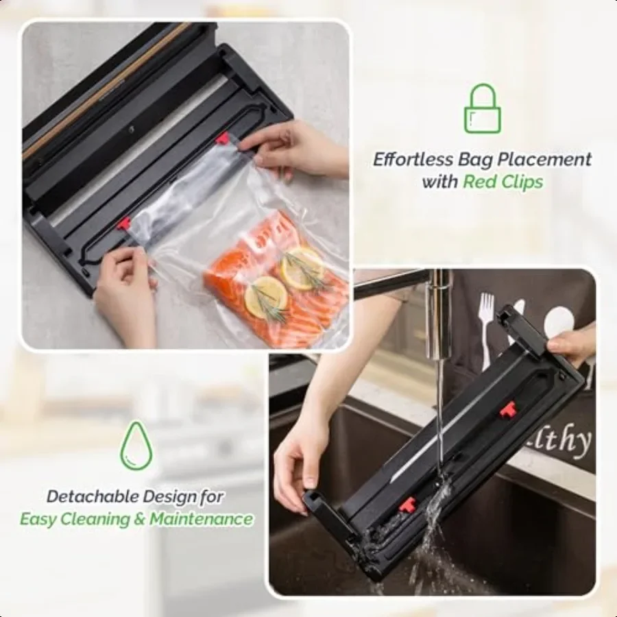 Sigillatrice sottovuoto Sigillatrice sottovuoto per la conservazione degli alimenti con sacchetti sigillanti Rotolo Sigillatrice automatica per alimenti per Sous Vide Design compatto LED