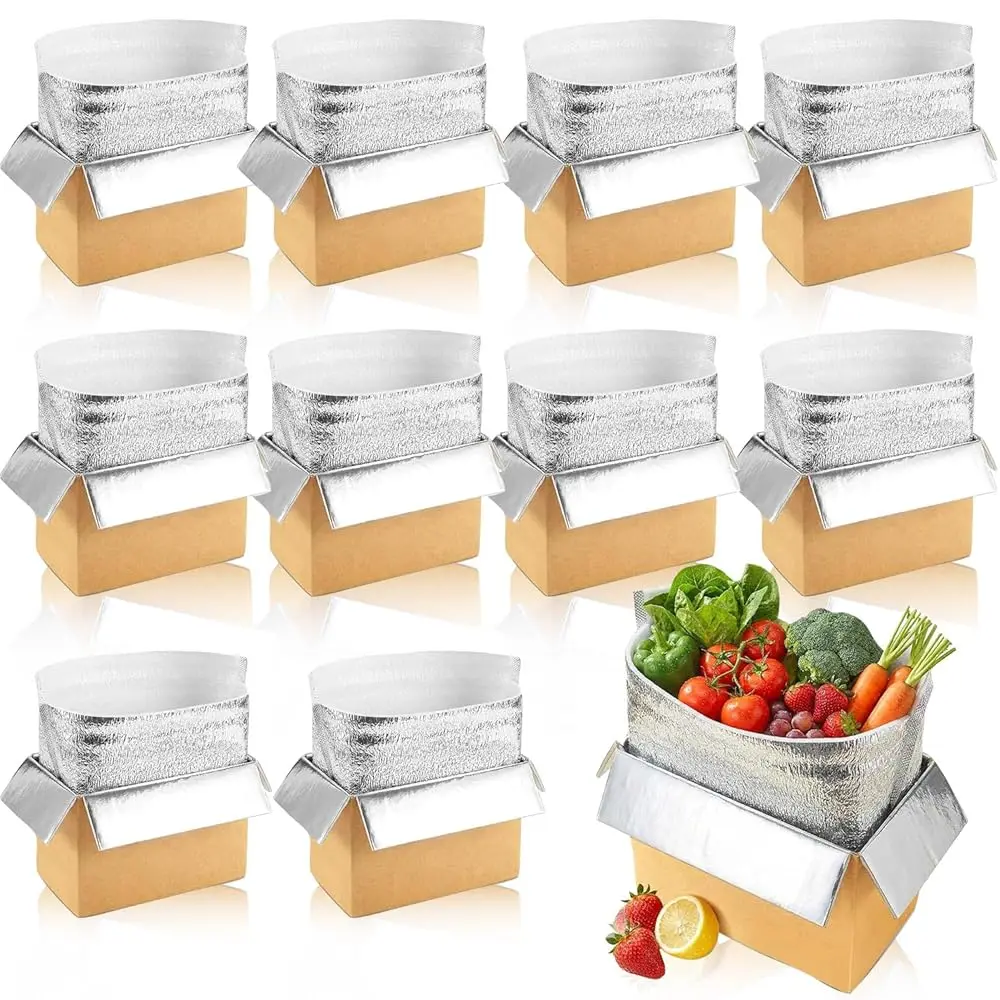 

10 Pack Insulated Shipping Box - Cold Shipping Boxes With Foil Liner Bags, Professional Reusable Insulated Shipping Boxes for