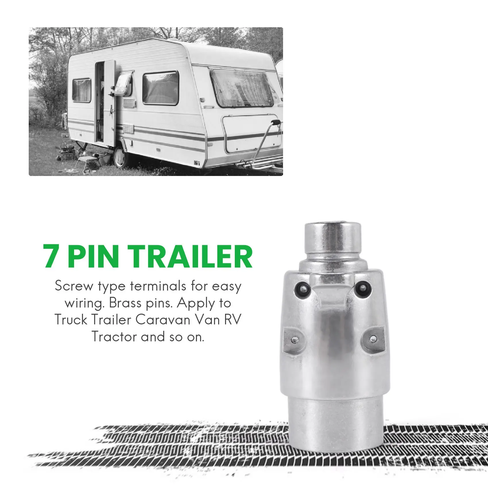 

Trailer Accessories- 7 Pin Trailer Plug 12V Rv Sockets Towbar Towing 7Pin Metal Trailer Connectors