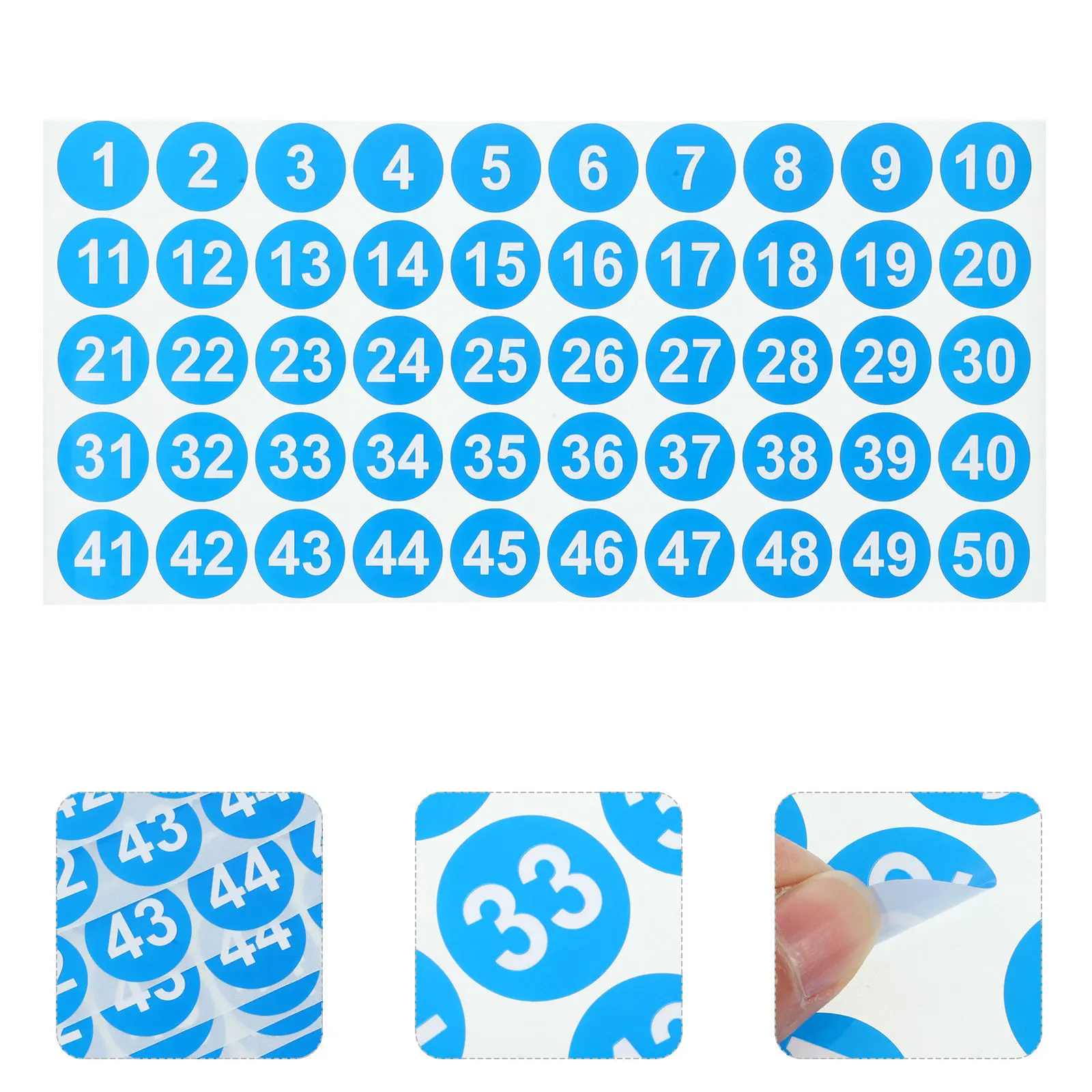 20Sheets Number Stickers 1-50 Self-Adhesive Detachable Classification Labels for Office Classroom DIY Craft Organizing