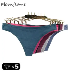 Moonflame 5 pcs/lots G Strings Female Clothing Underwear Comfortable Cotton Womens Lingerie Thongs Panty